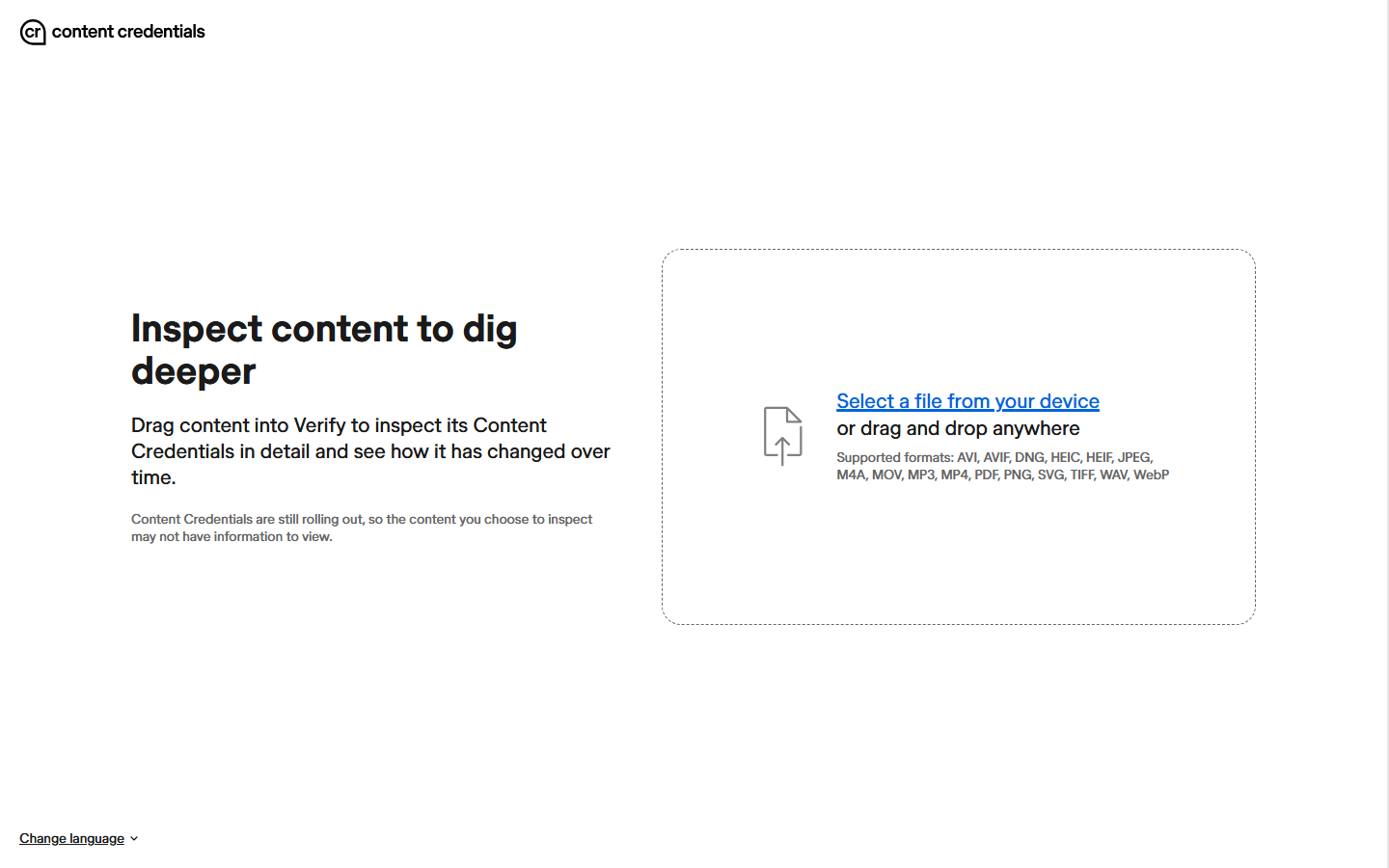 Content Credentials verification interface for inspecting an asset's provenance.