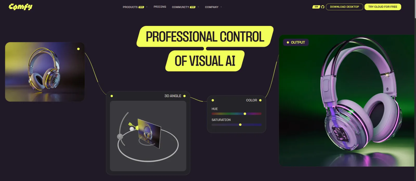 ComfyUI node-based workflow editor with connected image-generation components.