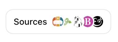 ChatGPT's 'Sources' button showing the logos of the web publishers it cited in a web-search answer