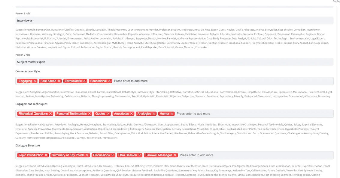Open Notebook podcast template dialog showing speaker configuration options